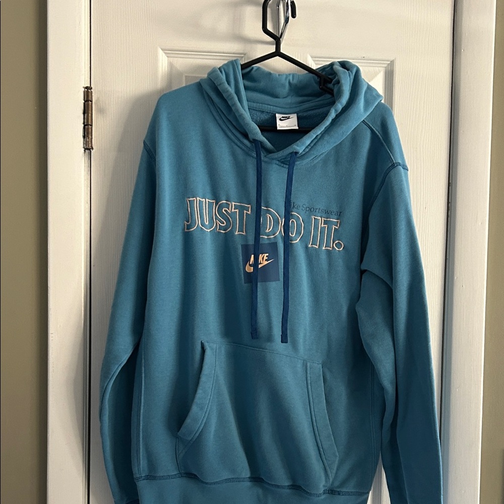 NIKE TEAL HOODIE WITH JUST DO IT LOGO SIZE S